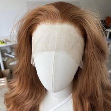 Ginger Brown HD Lace Front Wig Long Wavy Synthetic Hair Heat Resistant