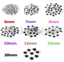 100-1000 Self Adhesive Googly Eyes 6/7/8/10/12/15/20mm Stick Wobbly Wiggly Craft