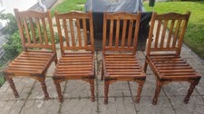 4 Rustic Solid Rosewood Dining Chairs (Sheesham Style)