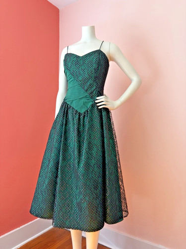 Vtg 80s emerald green glitter - 80s,