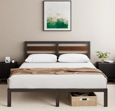 Zinus Kai Double Bed Frame 135x190cm – Bamboo & Metal with Headboard