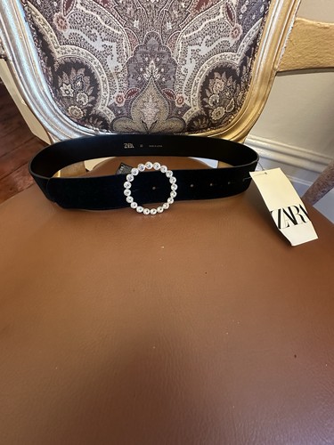 Zara black velvet belt crystal - velvet,