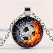 Fire Soccer Art Round Glass