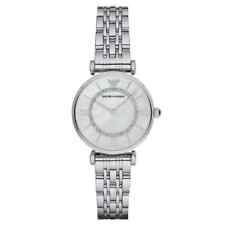 EMPORIO ARMANI AR1908 LADIES WATCH SILVER AND WHITE DIAL CRYSTAL - NEW - WARNTY