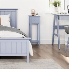 Slim Bedside Cabinet Table Tall Nightstand Side Table w/ Drawer for Bedroom Gray