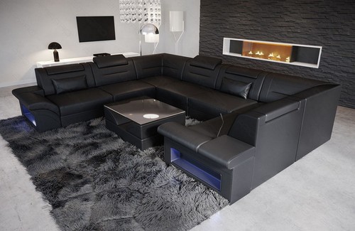 Leather corner couch living
