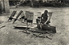 Belgian Congo - Chair Maker - Vintage Photo Postcard, Stamps