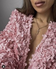 Zara Textured Floral Knit Coat