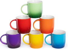 Stoneware Coffee Mugs Set of 6 - Durable & Large Capacity Ceramic Ombre Coffee C
