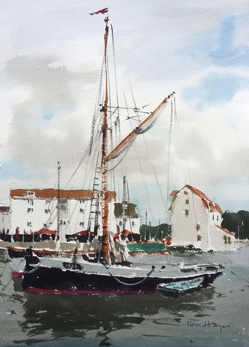 183 resting barge - resting, by