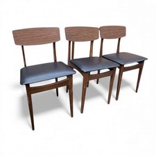 Set of 3 Mid Century Dining Chairs Legate Vintage Formica & Black Vinyl Chairs