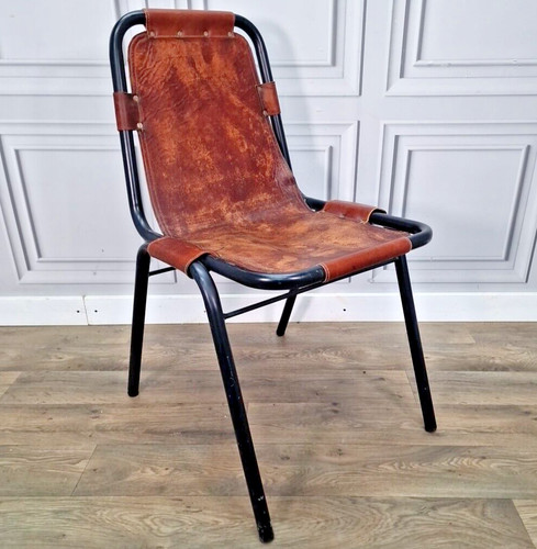 Vintage metal leather chair - metal,