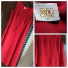 Women's Maxi Dress 2in1 Country Casuals 14 Red  Embroidery Skirt W 38" 