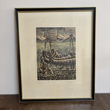 Vintage Bolivian Woodcut Print