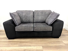 SOFA 2 Seater Black Faux Suede
