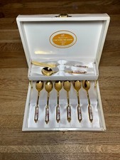 Royal County- Country Meadow Collection Gold Plated & Fine Porcelain Cutlery Set