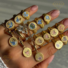 Womens Gold Enamel Signet