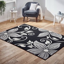 Modern Floral Check Rug High