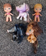 Bratz Babyz Ponyz 5 Dolls Short Hair Black & Brown & Purple Horses Collectable 