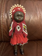 Vintage African Doll Dressed In Handmade Beaded National Costume Souvenir