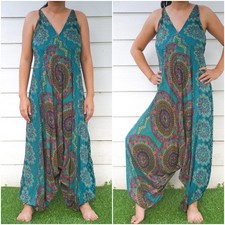 Teal Mandala Hippie Jumpsuits