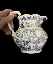 “Chinese Landscapes” Blue & White Jug - Restored But Displays well (165mms tall)