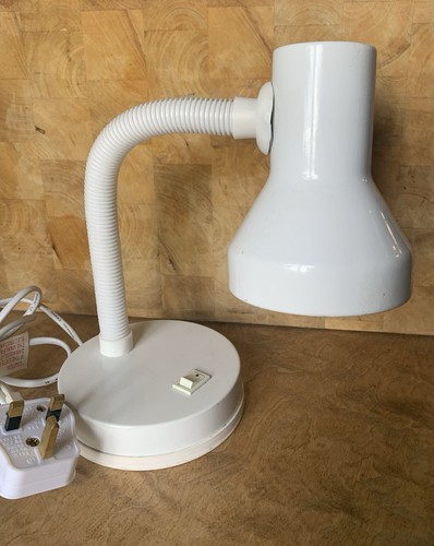 White gooseneck desk lamp - lamp, mid