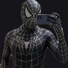 Mens Black Spiderman Costume Halloween Cosplay Jumpsuit Spandex Bodysuit Gifts✨