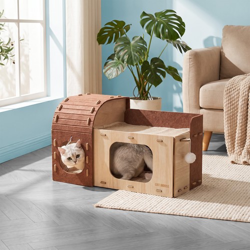 Wooden felt cat - wooden,