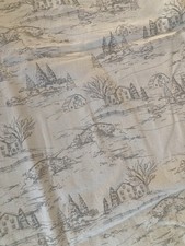 BEAUTIFUL RALPH LAUREN TOILE DE JOUY FABRIC LARGE SHEET WHITE GREY VINTAGE? VGC