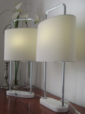 PAIR OF MATCHING 22" inch TALL OVAL MARBLE BASE TABLE LAMPS!!!