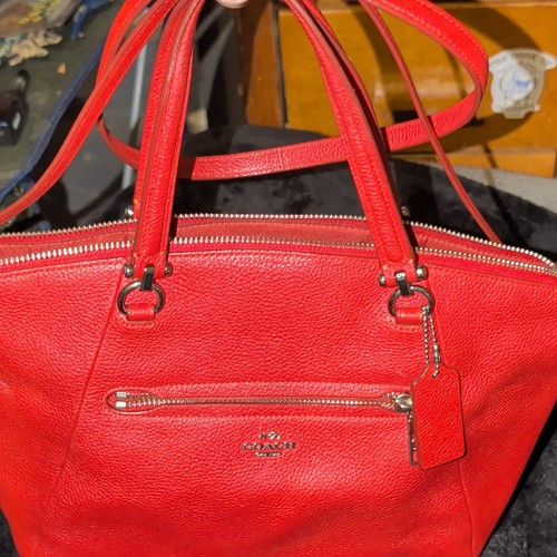 Coach red pebbled satchel top - red,