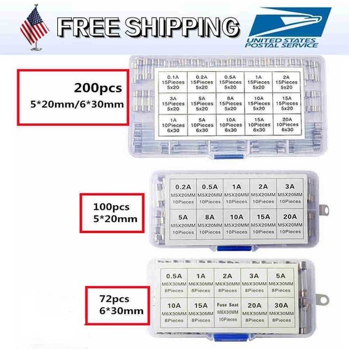 Assorted glass fuses 5x20mm - glass,