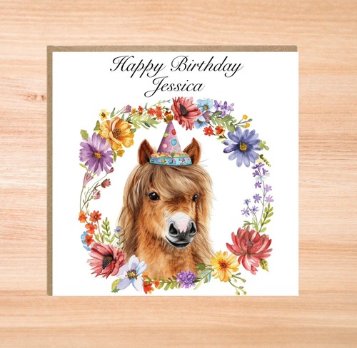 Shetland pony birthday card - pony,