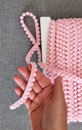 Pink pom trim 12mm - ., reel