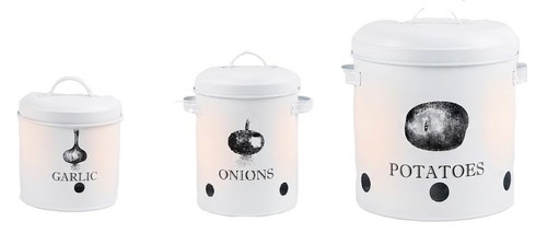 White canisters potato onion - white, potato,