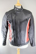 VINTAGE KETT CLASSIC BLACK, RED & GREY COWHIDE LEATHER BIKER JACKET 36-38 INCH