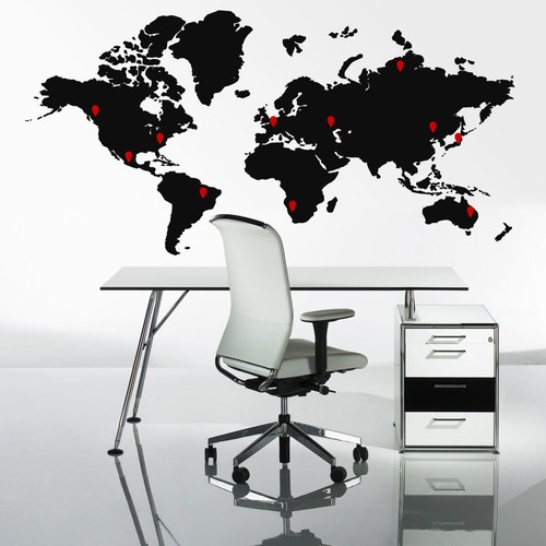 Large world map wall stickers - world,
