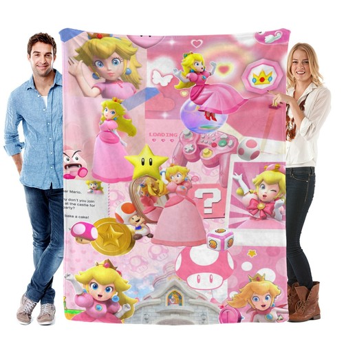Princess peach flannel blanket - peach,