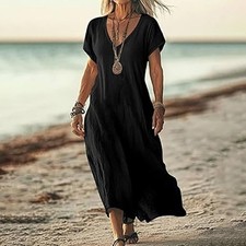 Ladies Linen Short Sleeve Long
