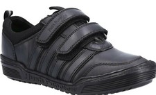 Hush Puppies School Shoes Boys Black Leather Touch Fastening Trainers Kids