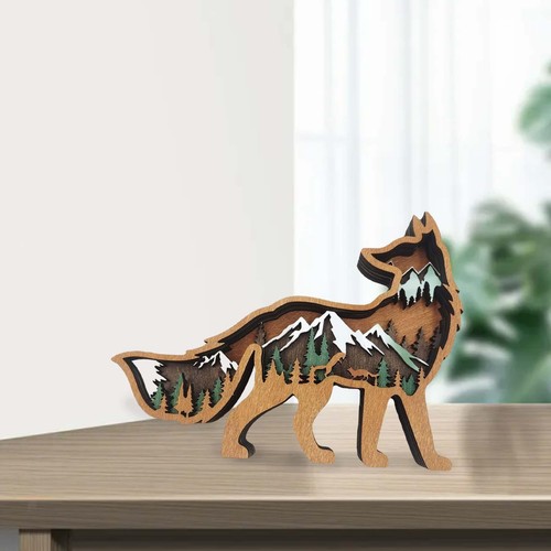Wooden fox statue animals - statue,