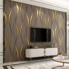 6X Silver Grey 3D Damask Embossed Abstract Curve Textured Wallpaper Living Room