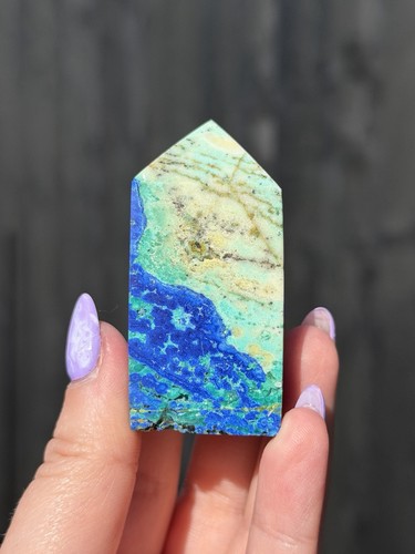Chrysocolla and azurite tower - chrysocolla,