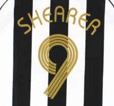 SHEARER #9 Testimonial gold name print and number 2006 Heat Transfer