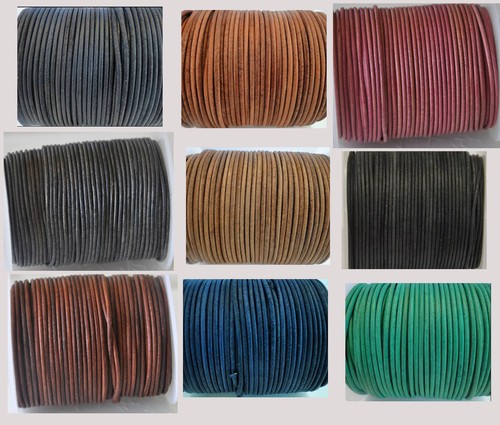 Vintage round leather cord - leather,