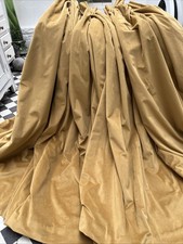 Velvet Curtains, Ochre Yellow, Faux Velvet 107" W x 54" L - EXC Cond, Blackout