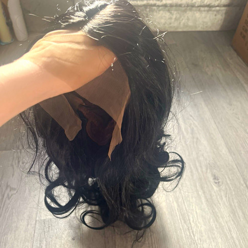 Black curly lace - black,