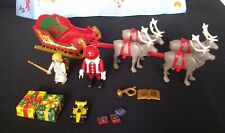 PLAYMOBIL Rare Father Christmas set 3604/3366 Santa's Magic Sleigh, Reindeer VGC