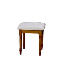 Nordic Dark Pine Dressing Table Stool | Fabric Seat | Bedroom Seat